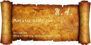 Matity Aléna névjegykártya